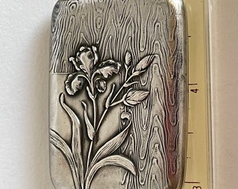 Locket Compact Iris Sterling Repousse Floral GORGEOUS elegant Art Nouveau design  Japanese Quality 1910 Vintage Gift for her!