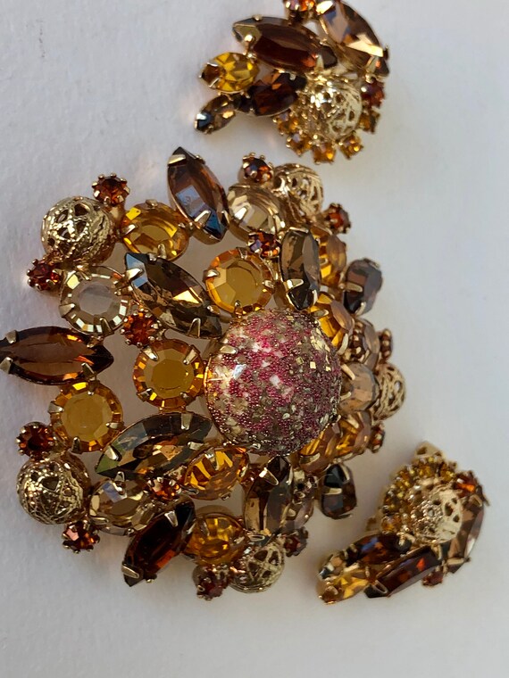 Alice Caviness Big Brooch Clip on Earrings Superbly Sparkling