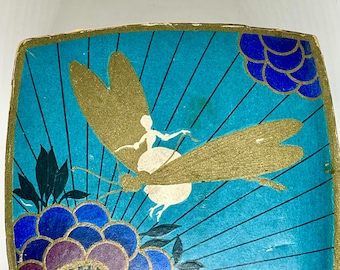 Seltene Rexall-Puderdose von Juneve Langlois, Kosmetik-Sammlerstück, 1920, Libellendame