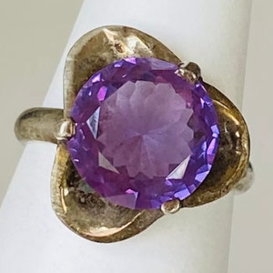 Antique Vintage Taxco Mexico Sterling Silver Color Change Alexandrite ring SZ 7 GORGEOUS 2+ Carats