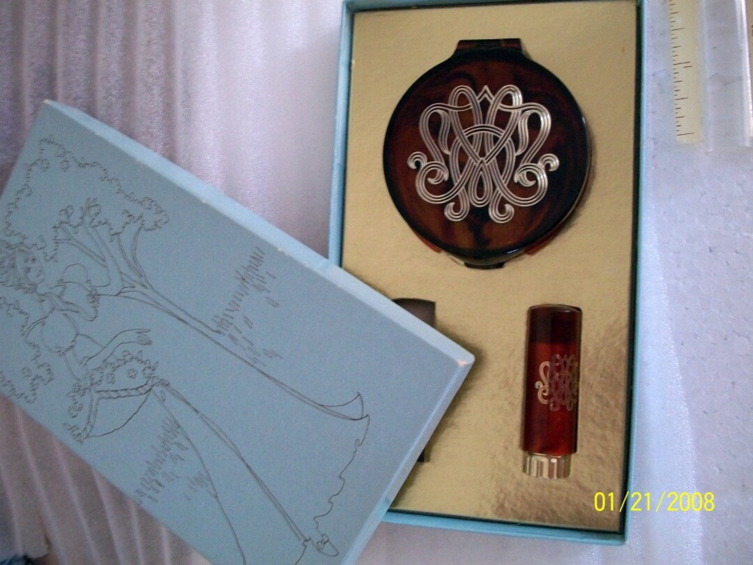 1940s Estee Lauder Compact & Lipstick Set Collectible Vintage Etsy