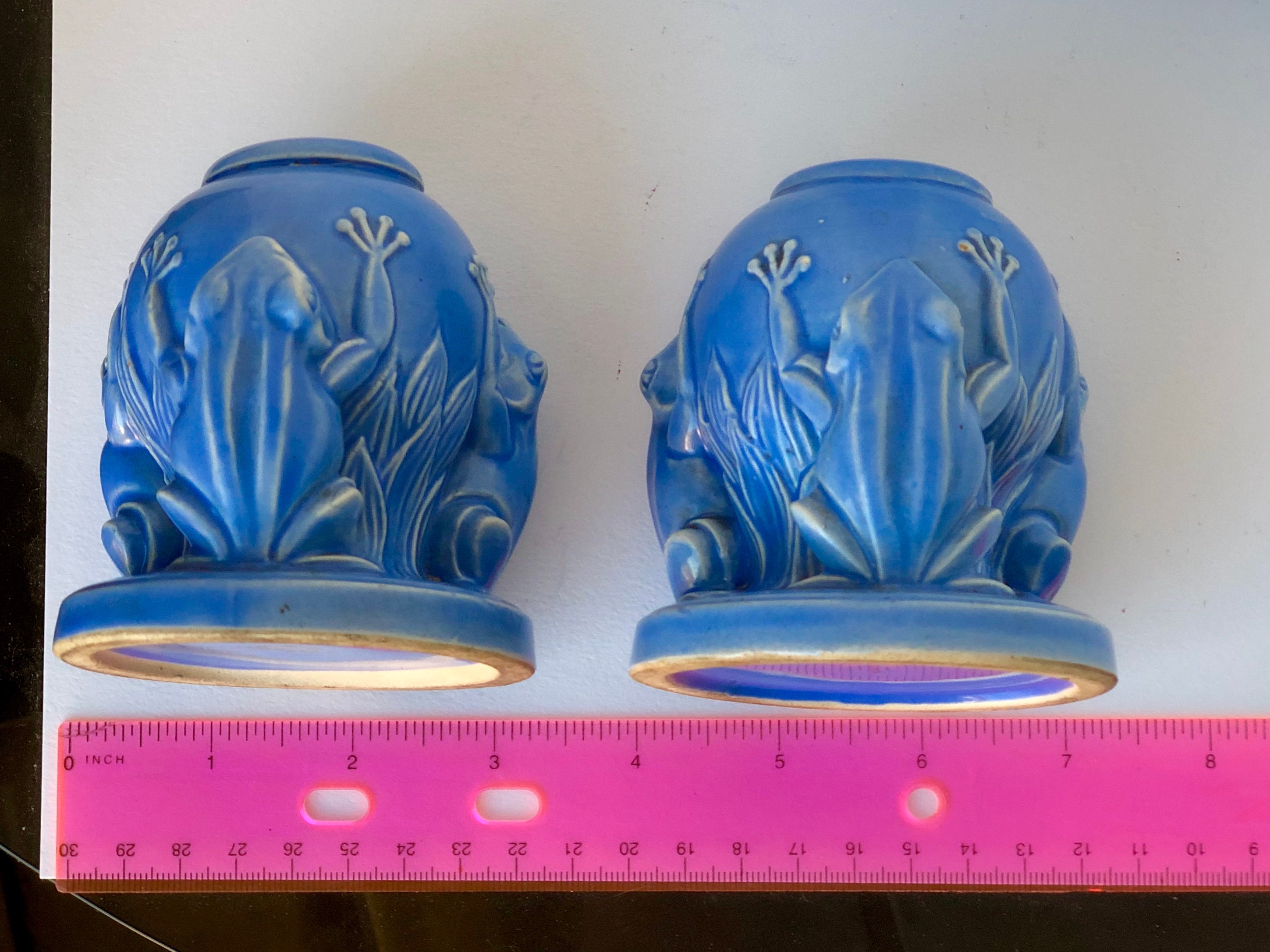 Pair Frogs Vintage Candlestick Holders Pair Blue AMAZING Etsy