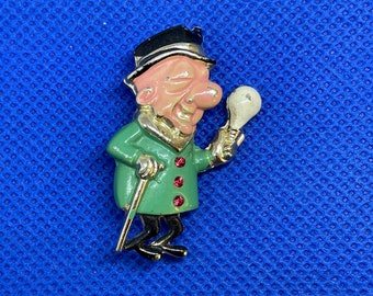 Enamel brooch pin Figural Vintage Collectible Mr Magoo blind man cartoon Character