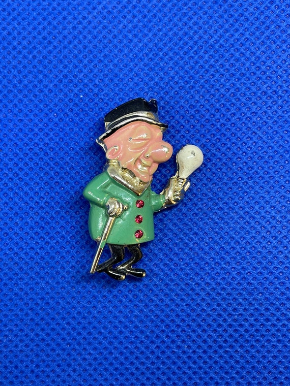Enamel brooch pin Figural Vintage Collectible Mr M