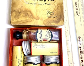 1920s Primrose House Cosmetics Set: Original Box, Lipstick, Face Powder, Creams