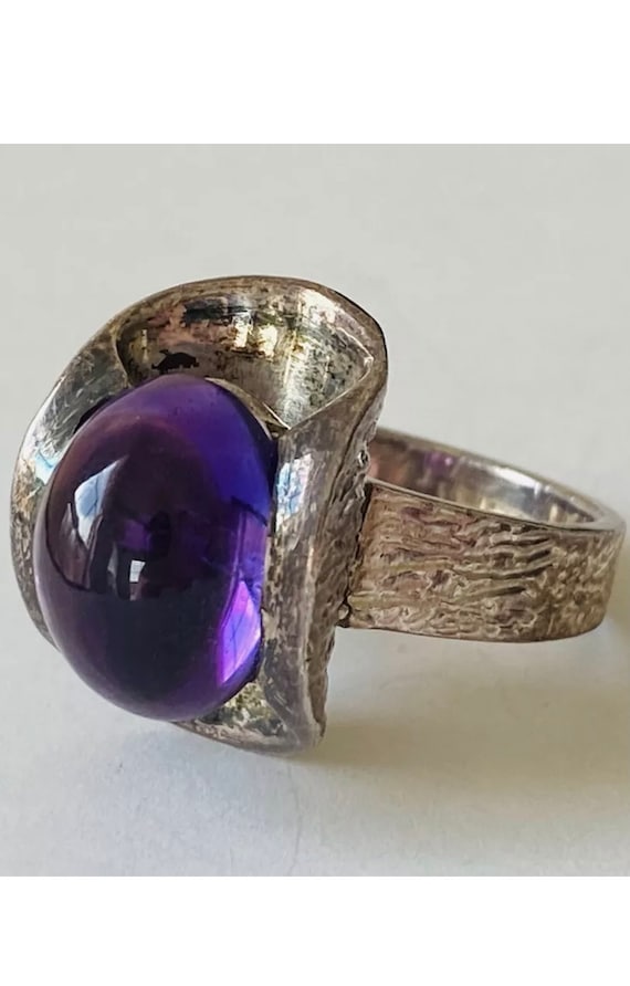 Taxco Amethyst Rich Ring By Mexico Silversmith Vir