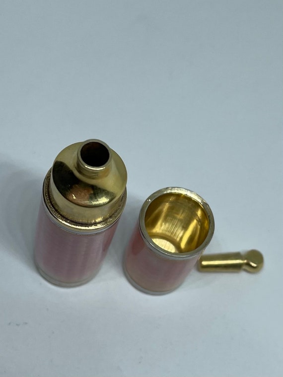 18kt GOLD Perfume Flask bottle PINK enamel Gorgeo… - image 4
