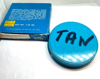 Stein's Tan Pancake Vintage Coleccionable en Original Box antiguo Maquillaje Teatro Escenario película Cosmética Cara Drama Máscaras
