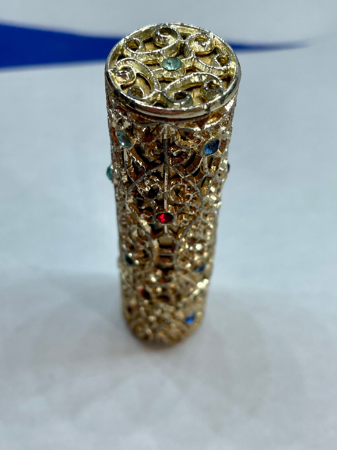 Refillable Vintage Hazel Jeweled Lipstick Case Tube
