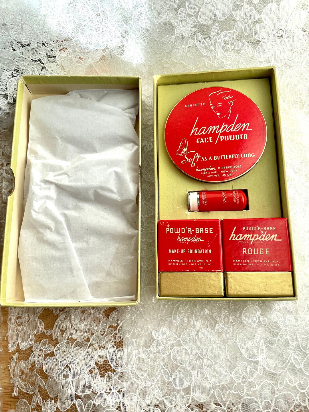 Vintage Makeup Set Kit Hampden Enamel Lipstick Rouge Poudre Etsy