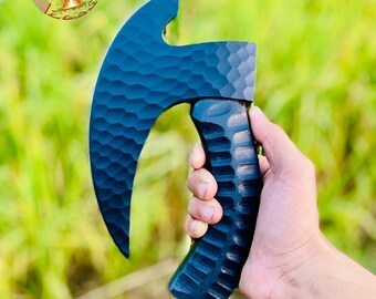 Handmade Carbon Steel Black Coating Pizza Cuter With Leather Sheath | Carbon Steel Axe | Pizza Cuter | Multipurpose Axe | Best Gift For Him