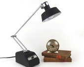 60s Retro Black Lamp. Industrial desk lamp, 60's, Mod, Vintage office lamp, Mid century lighting, Articulating lamp, Retro office lamp,