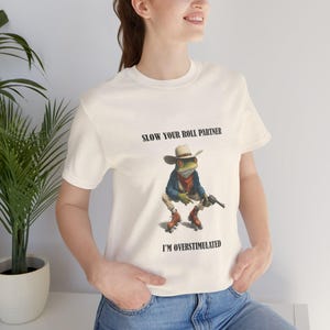 Funny T Shirt, Hold On Partner I&#39;m Overstimulated, Frog Meme Gift Shirt frog shirt funny meme