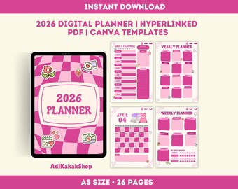 2026 Digital Planner (green Edition) — Hyperlinked PDF + Editable Canva ...