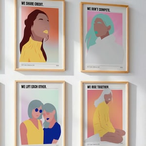 Girl Code Poster Set | Women Support Women Wall Art | Feminist Print | Empowerment Decor | Sisterhood
