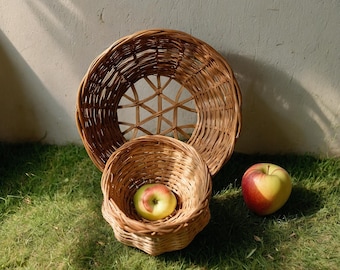 Juego de cestas de mimbre hechas a mano: cestas rústicas decorativas para el hogar, la cocina y la mesa.