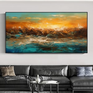 Abstract Ocean Waves Oil Painting, Original Seascape Canvas Art, Large Textured Wall Art, Custom Beach House Decor, Living Room Home Decor