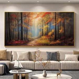 Handgemaltes buntes Wald-Ölgemälde auf Leinwand, abstrakte Baum-Landschaftsmalerei, Hauptdekor, große Wandkunst, Wohnzimmer-Dekor