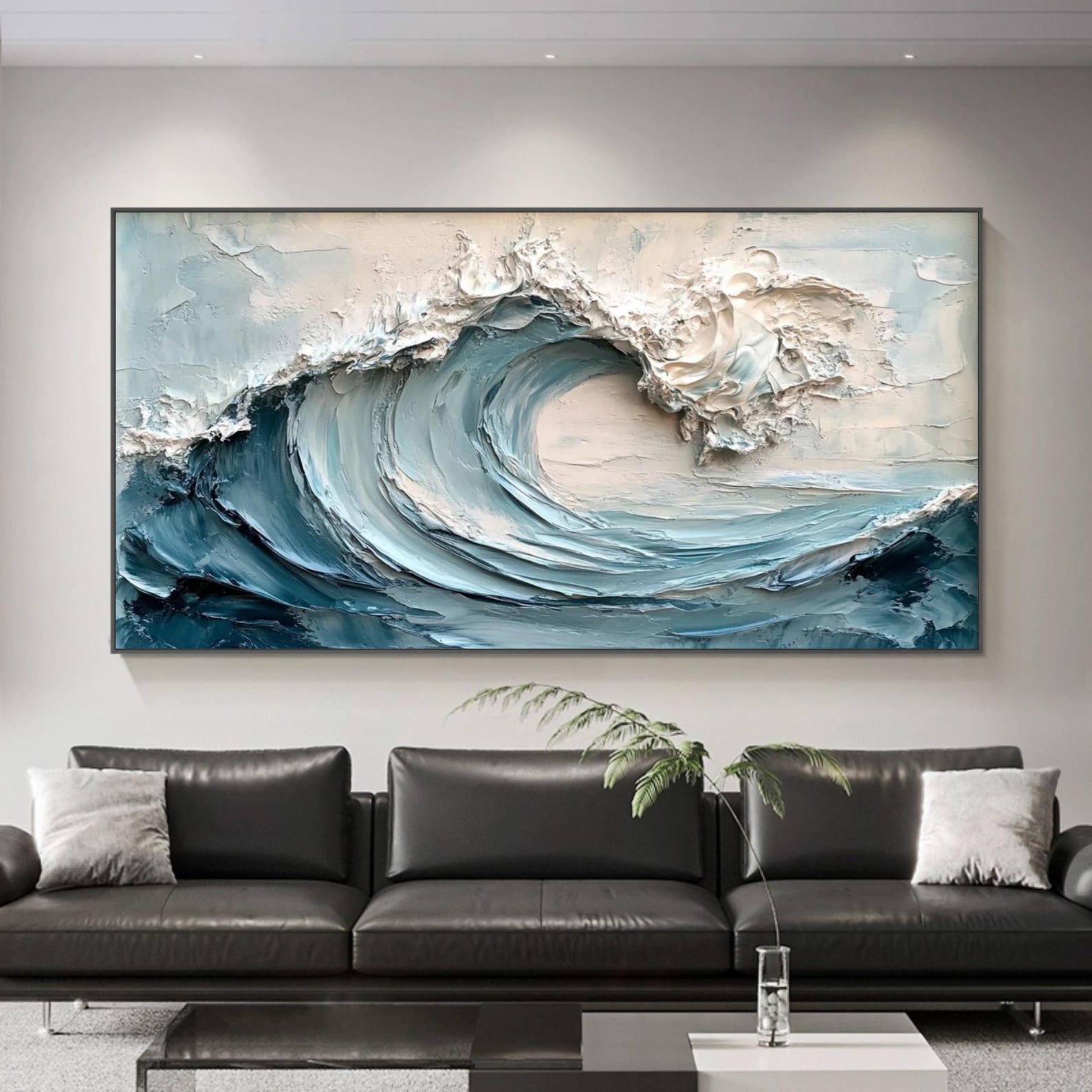 Hand-painted 3D Ocean Waves Oil Painting