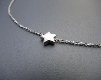 Tiny Silver Star Necklace Simple Silver Necklace