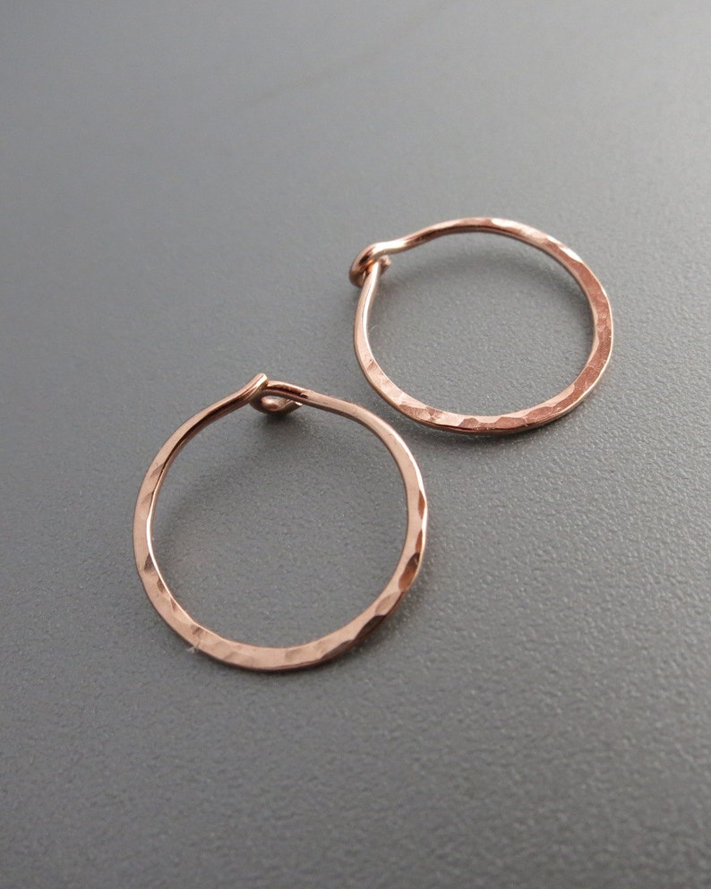 Small Rose Gold Hammered Hoop Earrings 5/8D | Etsy