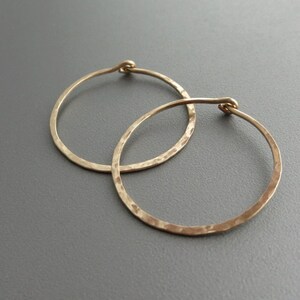 Hammered Gold Hoop Earrings  1 inch Gold Hoop Earrings