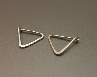 Silver Triangle Hoop Earrings Hammered Hoop Earrings Tiny Hoop Earrings