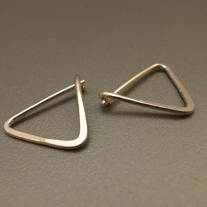 Silver Triangle Hoop Earrings Hammered Hoop Earrings Tiny Hoop Earrings ...