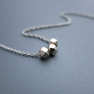 Nuggets Silver Necklace Simple Silver Necklace Small Nugget Necklace