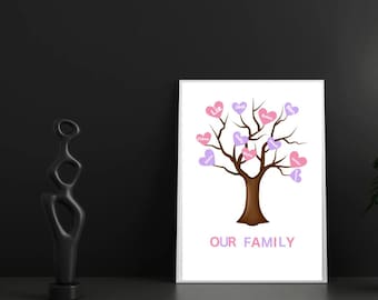 Personalised Family Tree Print. Custom family names wall art, unique family gift, home decor keepsake