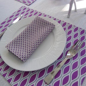 Purple Placemats - Bali Batik Placemats - Reversible Placemats - Orchid Placemats - Teardrop Placemats - Circle Placemats - Placemats w Dots