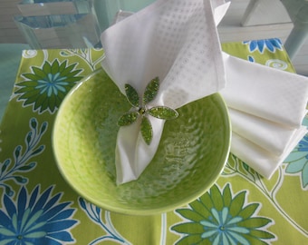 Polka Dot Napkins - White Napkins - Ivory Napkins - Set of Four -  White with Ivory Dots Design Napkins by Pillowscape Designs