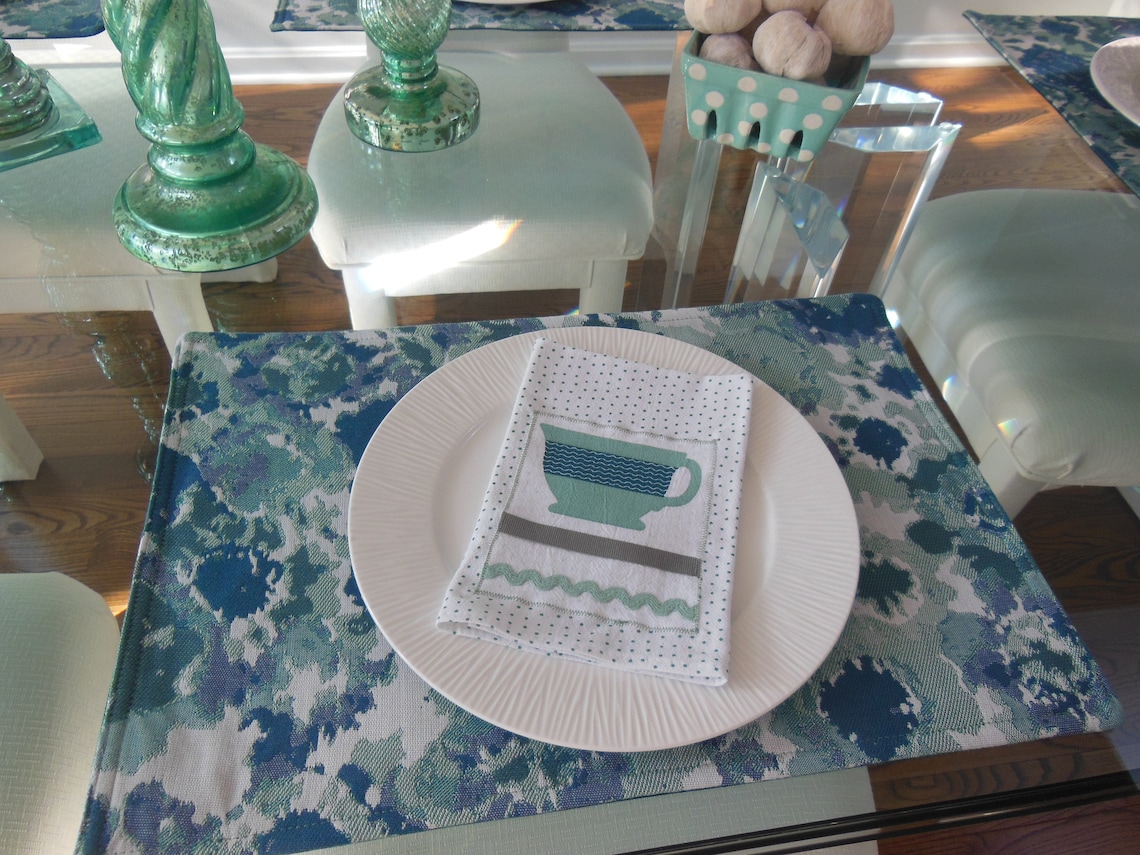 Coffee Cup Cloth Napkins Tea Cup Napkins Set of Two Etsy