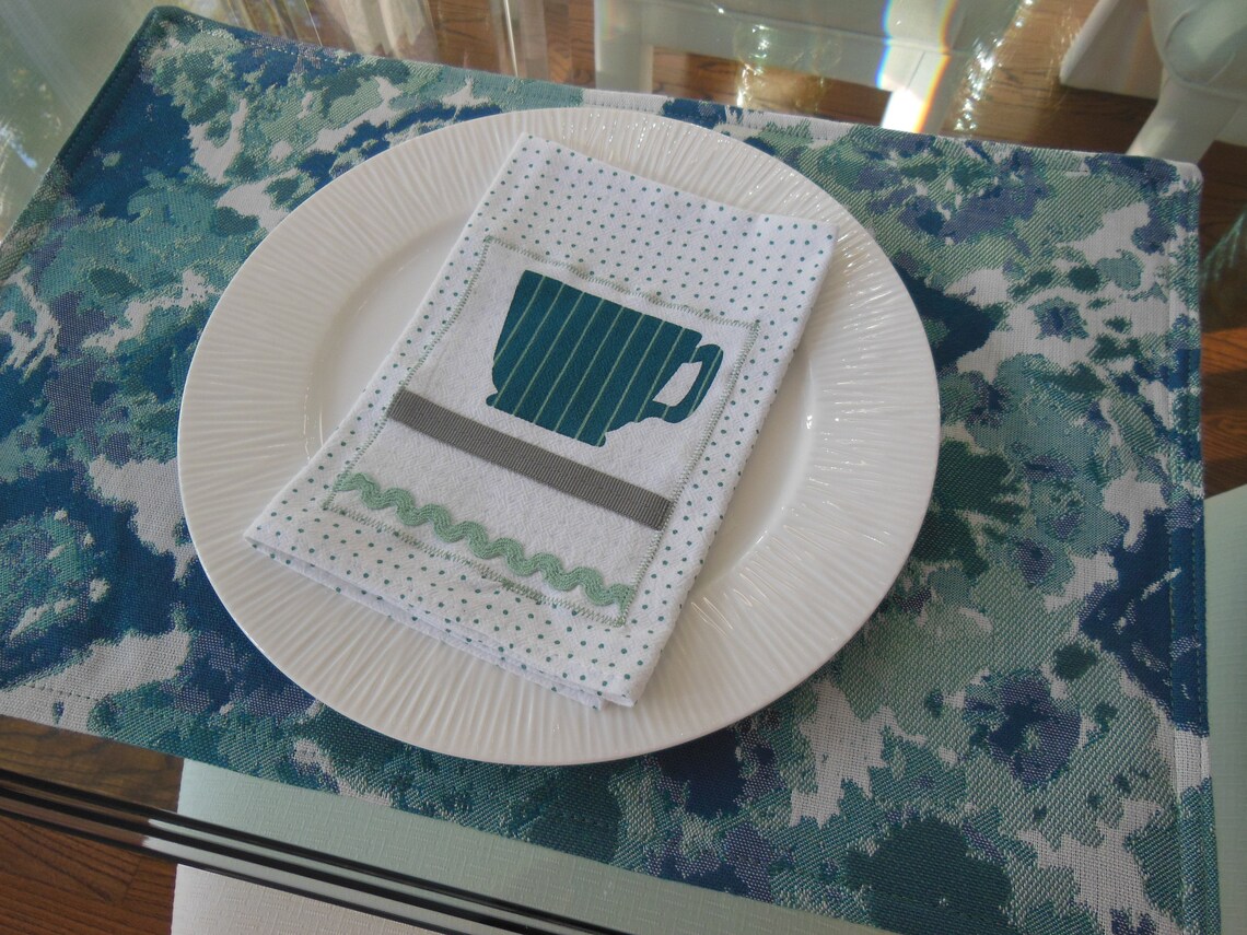 Coffee Cup Cloth Napkins Tea Cup Napkins Set of Two Etsy