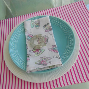 Reversible Ikat and Stripe Placemats - Boho Chic Placemats - Pink Stripe Placemats - Coral Placemats - Yellow Placemats - Spring Placemats