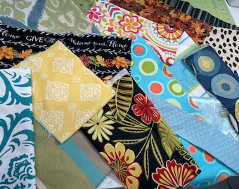 1 Pound Bag - Assorted Fabric Scraps - Home Decor Pieces - Mixed Fabric Scraps - Textile Art - Patchwork Scraps - Scrap Fabric Bundle
