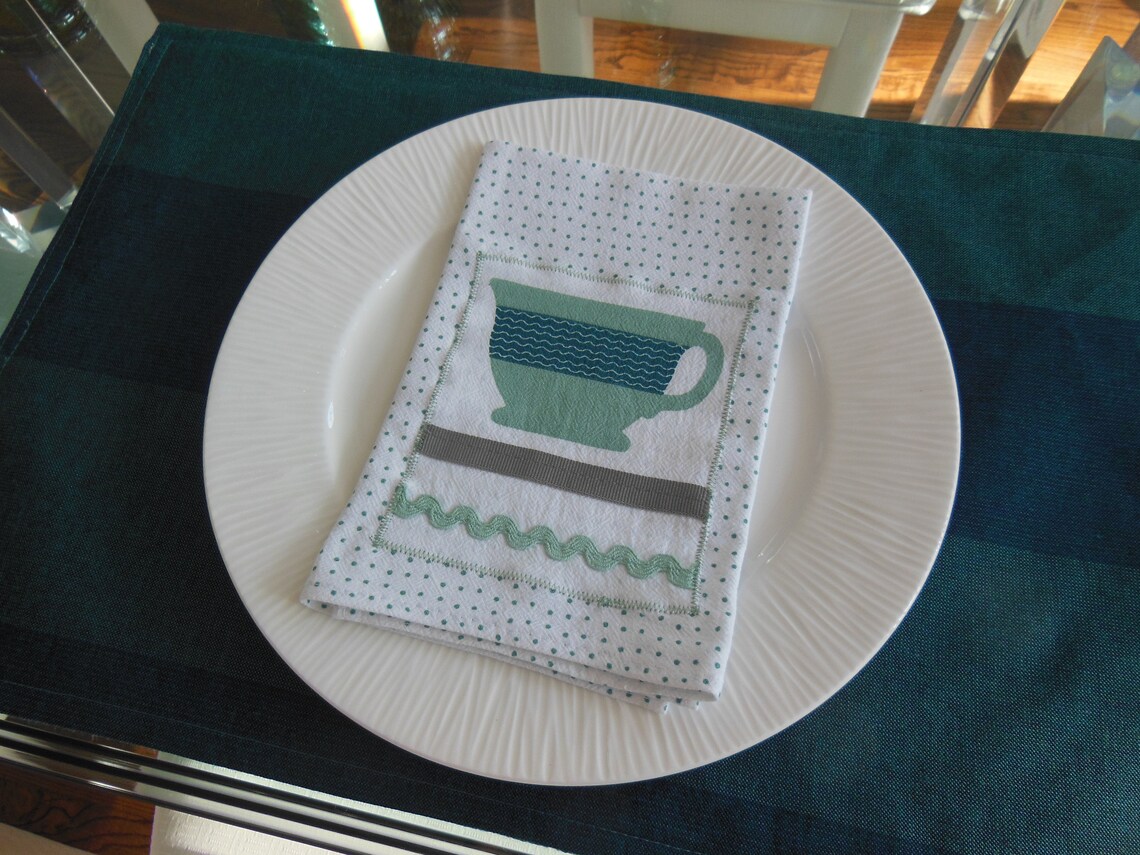 Coffee Cup Cloth Napkins Tea Cup Napkins Set of Two Etsy