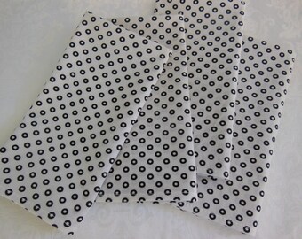 Black and White Cloth Napkins - Set of Four -  White with Black Donut Dots Napkins by Pillowscape Designs - Contemporary Napkins