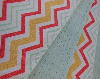 Reversible Mint Green Chevron Placemats - Set of 4 Orange Green Placemats - Yellow Placemats - Spring Placemats - Summer Table Setting