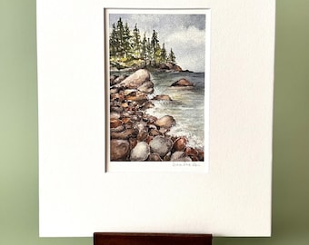 Fine Art Print - Coastal Watercolor - Little Hunter’s Beach, Acadia