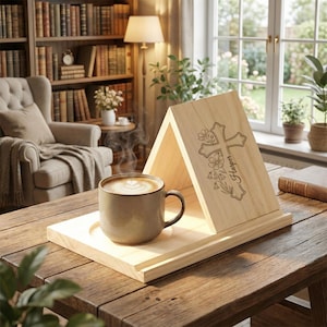 Puede incluir: Una taza de cerámica blanca con un asa negra y el texto "But First, Coffee" en un estilo manuscrito. La taza está sobre una superficie blanca. La taza mide aproximadamente 10 cm de alto.