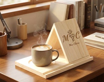 Personalized Book Shelf, Custom Book Rest, Wood Bookmark Holder, Book Accessories,Laser Engraved Nightstand Organizer Gift,Book stand