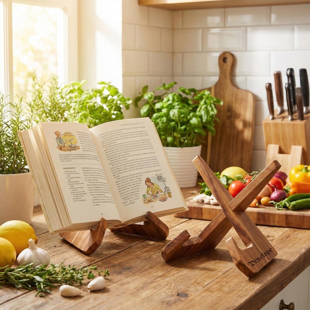 Custom Engraved Wood Recipe Stand,personalized Cookbook Holder, iPad ...