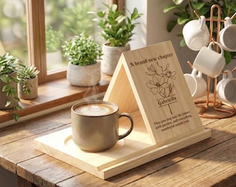 Personalized Wooden Book Shelf Engraved Book Stand,College Graduate Gift,Next Chapter Keepsake,Custom Flower Reading Gift,Class of 2026