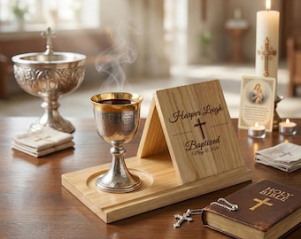 Personalized Wooden Book Stand, Custom Book Holder, Laser Engraved Bookmark Organizer, Reading Gift for Book Lovers, Baptism Godchild Gift