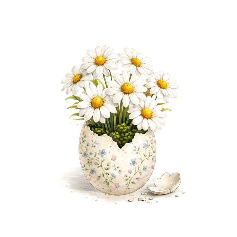 Spring Flowers Clipart Set, Easter Egg Floral PNG, Watercolor Bouquet ...