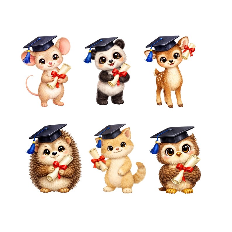 Graduation Animals Clipart PNG, Woodland Graduation Animals, School ...