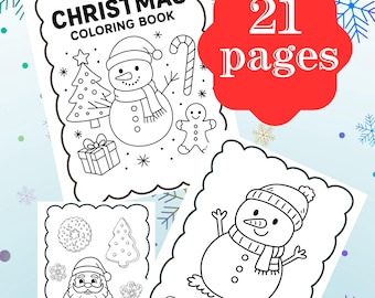 Libro para colorear de Navidad, 21 páginas festivas imprimibles para niños (descarga digital)