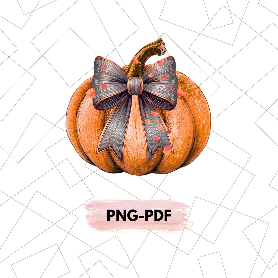 Elegant Fall Pumpkin Png Clipart, Coquette Bow Design for Sublimation ...