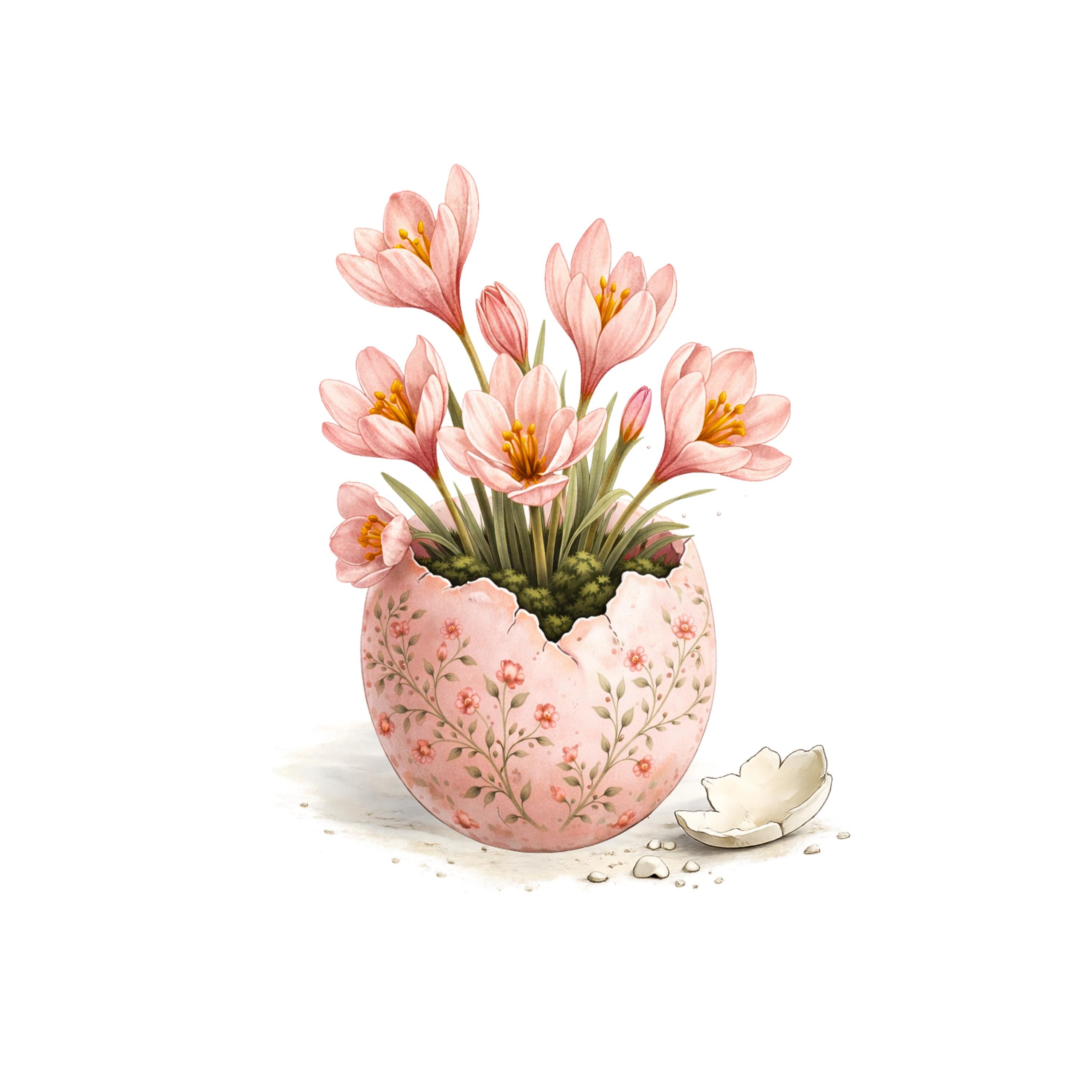 Spring Flowers Clipart Set, Easter Egg Floral PNG, Watercolor Bouquet ...